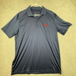 Savage Tacticians Mens Large Navy Blue Polo Shirt Red Logo Golf Casual